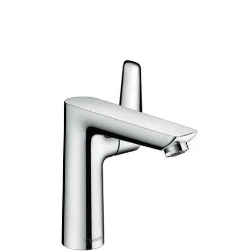 Einhebel-Waschtischmischer aus Chrom mit klaren Linien und seitlichem Hebel zur Wassermengen- und Temperaturregulierung. Modell von Hansgrohe.